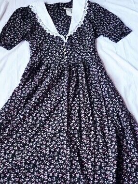 Country Romance Vintage Peter Pan Collar Dress 13/14 Prairie 90s Cottagecore